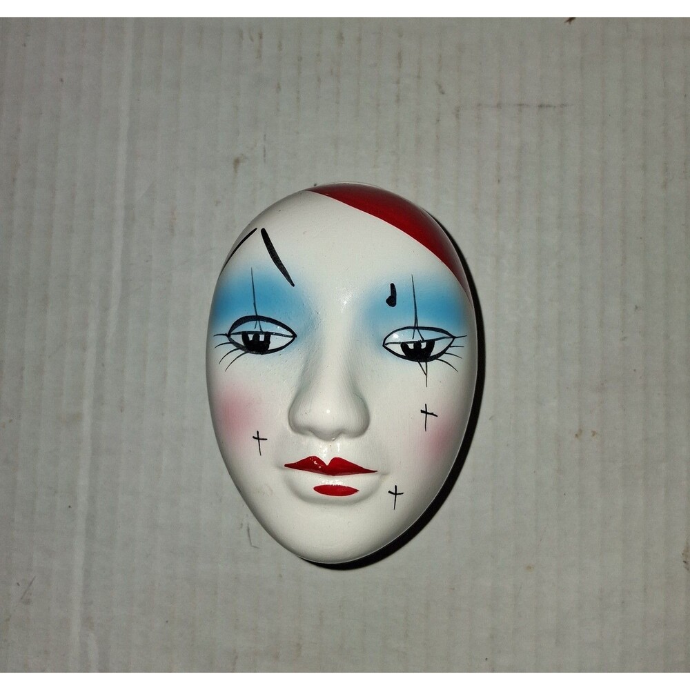 Vintage Porcelain Collectible Decorative Mask Trinket Box